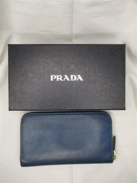 prada royal blue saffiano vernis leather zip wallet 1m0506|Prada Saffiano Wallet .